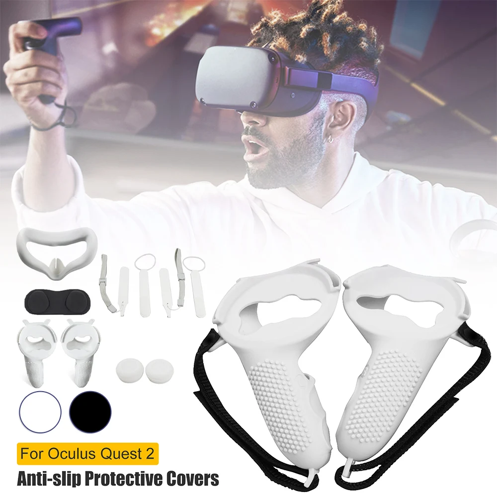Cubierta de agarre para Oculus Quest 2, accesorios de control táctil, funda de mango anticaída con correa de mano ajustable