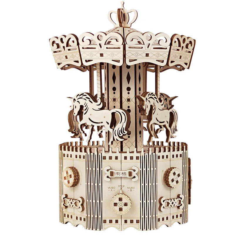 

DIY Wooden Music Box Merry Go Round Carousel Home Decor Birthday Gift Present For Children Girlfriend Women