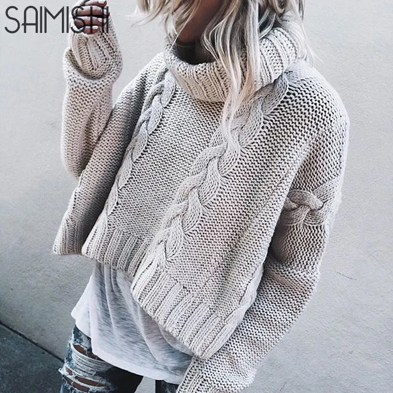 Saimishi Chic Twist свитера для женщин водолазка свитер осень зима женский джемпер свободные повседневные женские пуловеры с длинным рукавом