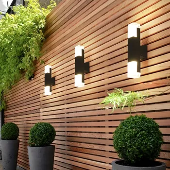 

1pc Outdoor Waterproof With Motion Sensor LED Wall lamp Modern Pillar Light Outdoor Courtyard Garden villa landscape wall light