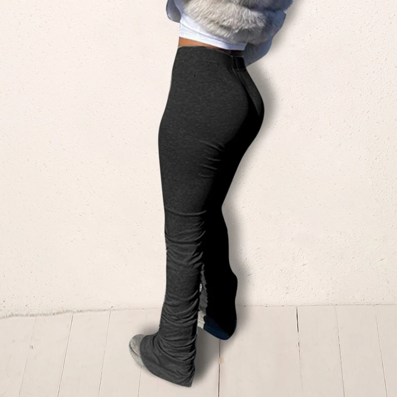 Sweatpants Women Flare Pants Ladies  Joggers Pleated High Waist Trousers Split Bell Bottom Pants Female 7 Color Dropship