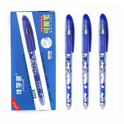 12 шт./компл. роскошные ручки со стираемыми чернилами 0,5 мм синяя черная чернильная Шариковая ручка для школьных принадлежностей студент письменный стол/канцелярские принадлежности для экзаменов ручки - Цвет: 12Pcs blue pen