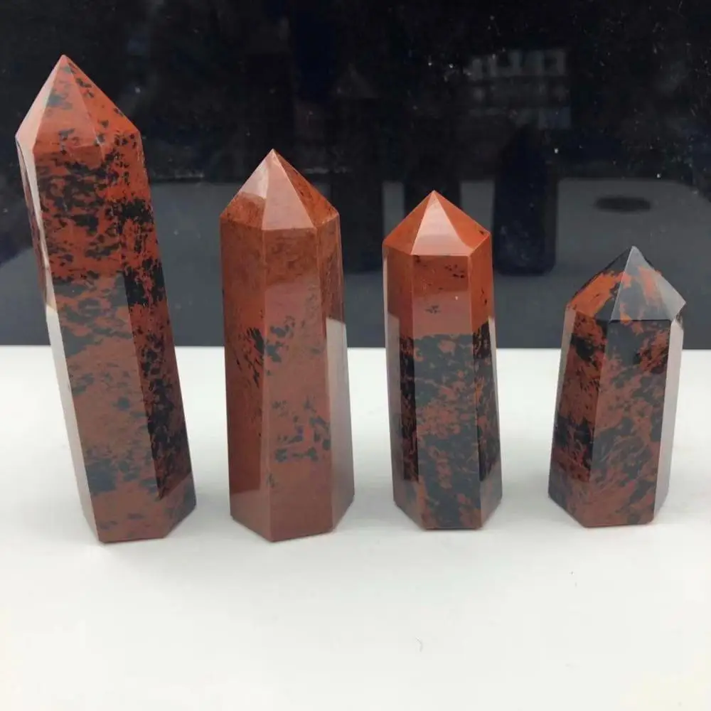 

Red obsidian Tower Wicca Points Healing Stones Natural Minerals Magic Wand 7 Chakra Gift obsidian crystal tower