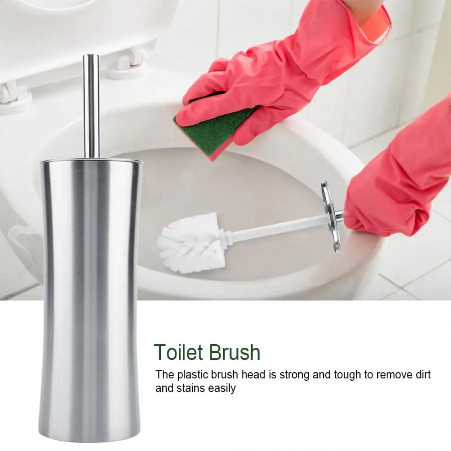 Stainless Steel Toilet Brush with Holder Set Home Hotel Bathroom Cleaning Tool 