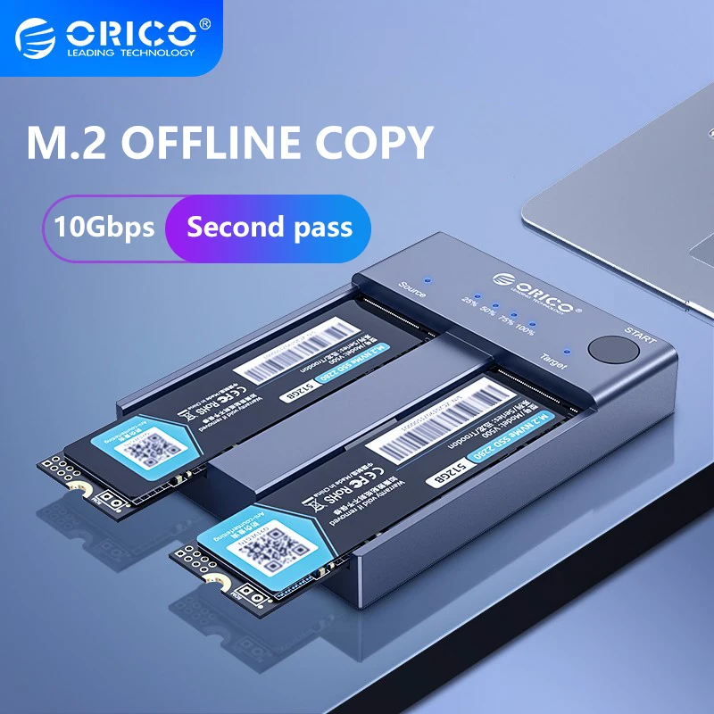 ORICO M2P2-C3-C Dual Bay M.2 NVME SSD Enclosure Offline Clone USB C 3.1 Gen2 10Gbps for M Key &amp M/B PCIe Hard Disk |