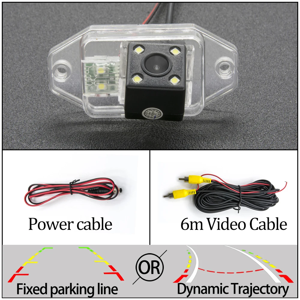 4LED Camera Only Камера заднего вида CCD с фиксированной или динамической траекторией для Toyota Land Cruiser серии 120/Prado 2700 4000 Автостоянка аксессуары - Название цвета: 4LED Camera Only