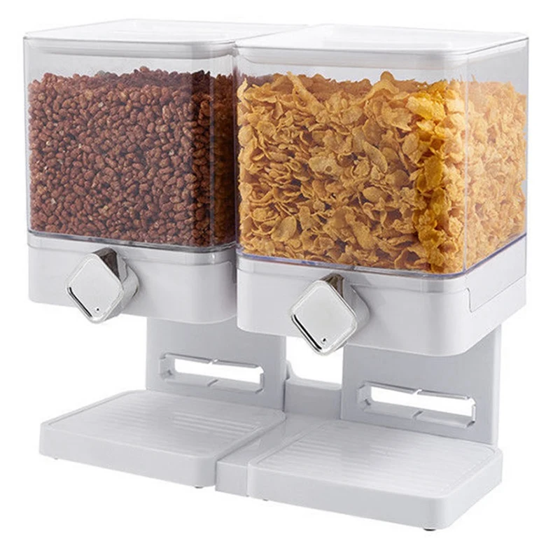 

Canister Dry Food Snack Cereal Dispenser Home Space Saving Fresh Household Large Multifunctional Double Storage Container