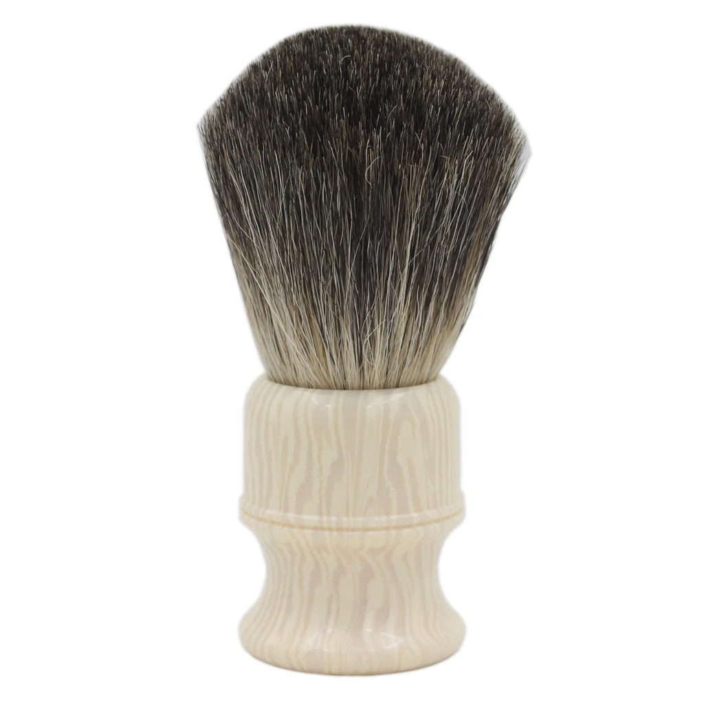Vigshaving Faux Ivory Resin Handle Grey Pure Badger Hair Shaving Brush