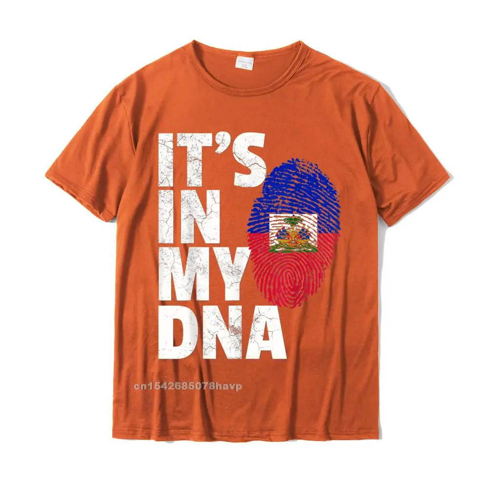 Normal 100% Cotton Top T-shirts for Men Short Sleeve Custom Tees 2021 New Summer Round Collar T Shirts 3D Printed ITS IN MY DNA Haiti Haitian Flag T Shirt Pride Country Gift__2039. orange