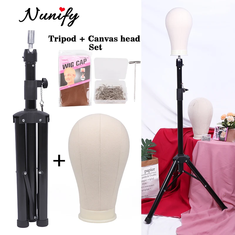 

Nunify Black Heavy Duty Manikin Head Tripod With Canvas Head Mannequin Head Wig Display And Stand For Wig Styling