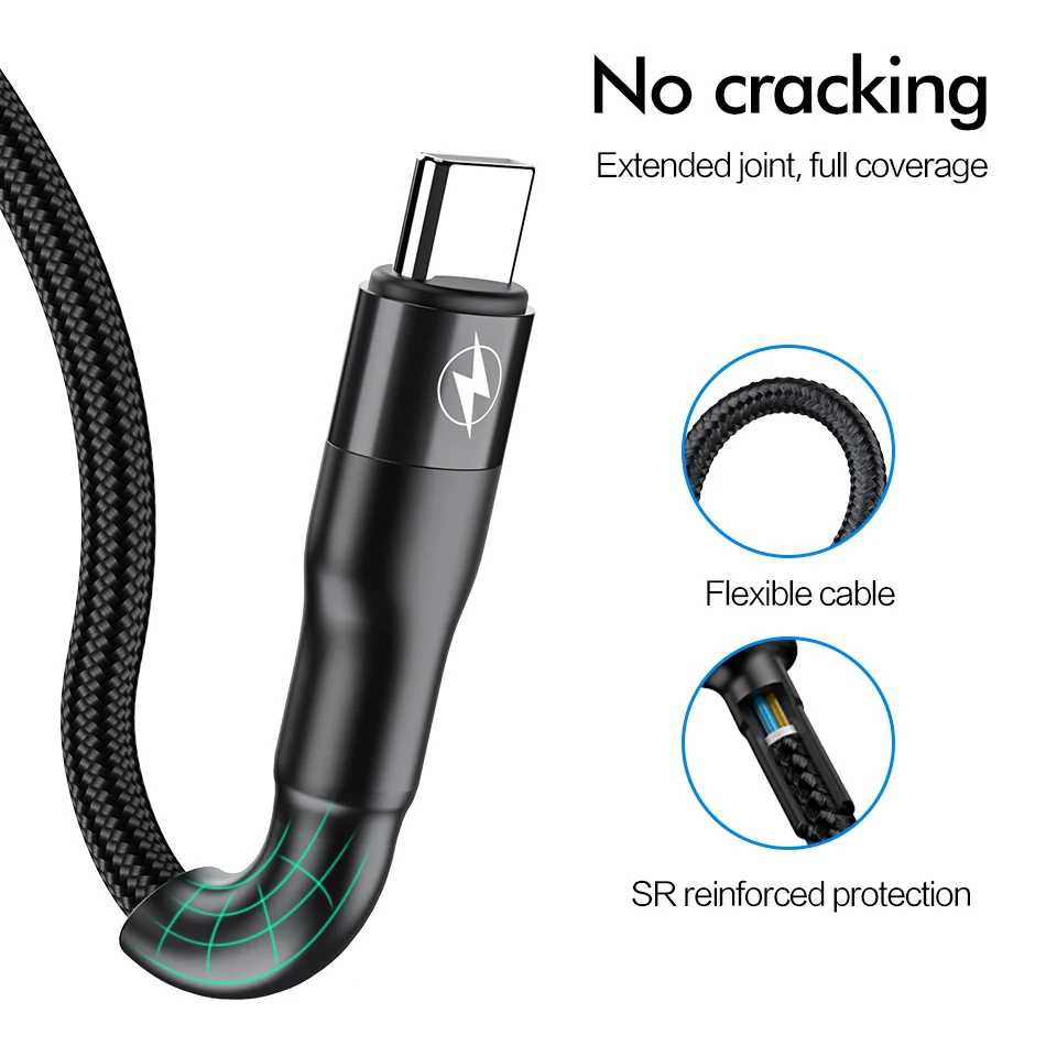 Кабель usb type-C-USB C для samsung, huawei, Xiaomi, супер быстрая зарядка QC4.0, 60 Вт, 3 А, PD type-C, кабели для телефонов, шнур для передачи данных