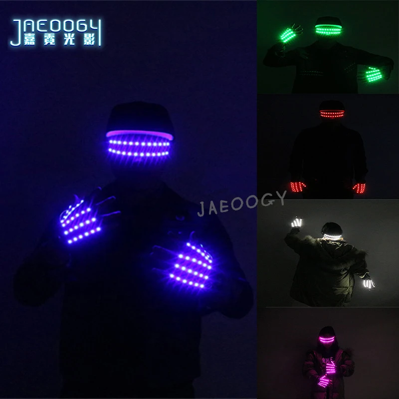 New free Shipping LED Glasses Halloween Party Party Glowing Gloves Stage Dancing Performance Lighted Props DJ Singer Performance