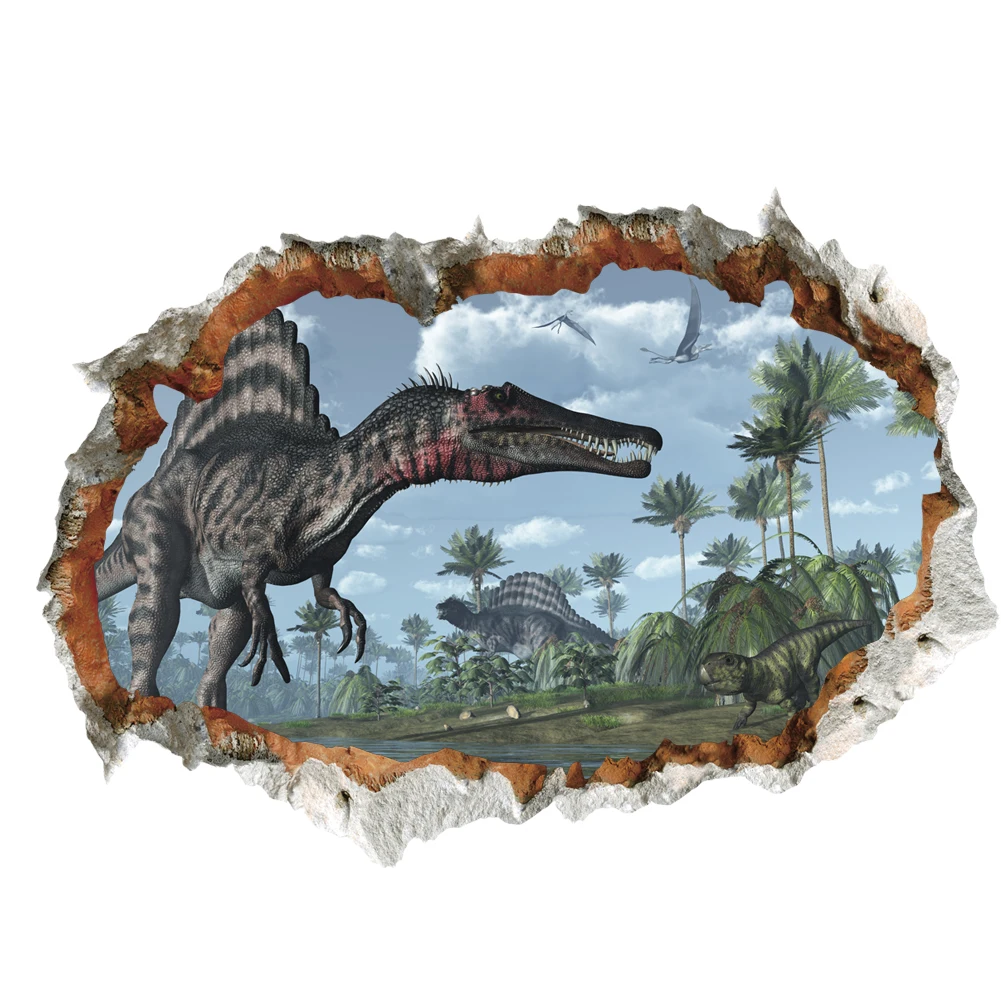 Jurassic Park Dinosaur Animal Wall Stickers For Kids Room Bedroom Home Decor Luminous Wall Decals PVC Mural Art Poster