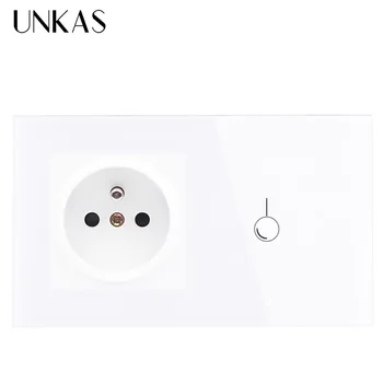 

UNKAS EU Standard 1 Gang 1 Way Touch Switch and Power Outlet With Dual USB Smart Induction Charge Port For Mobile 5V 2.1A