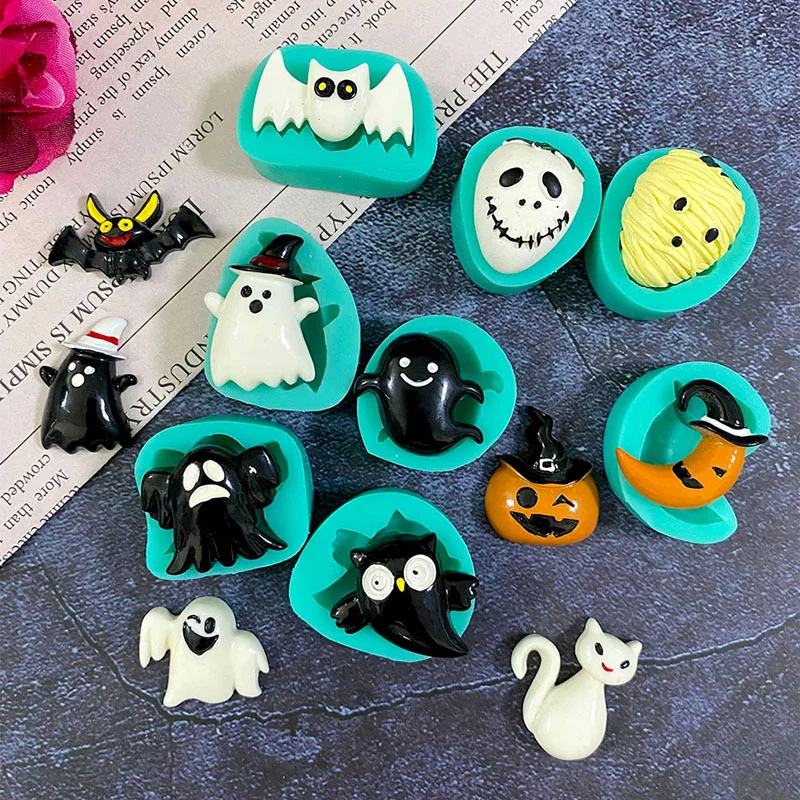 

Halloween Ghost Pumpkin Bat Fondant Silicone Mold Food Grade DIY Baking Chocolate Biscuit Candy Mold Cake Decorating Tools