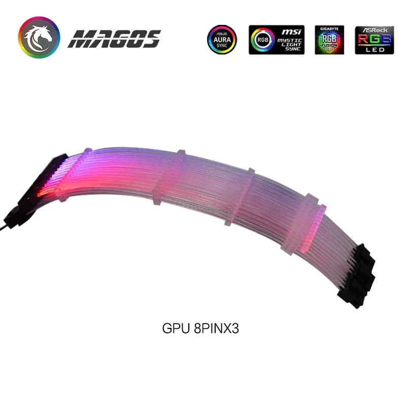Adaptador de Transferência do Streamer de Néon da Linha da Cor Sincronização de m Rgb da Extensão do Psu do Case do pc 24pin + Pci-e Cabo Argb - b 5v 3pin Atx Gpu 8pinx2 - Imagem 6