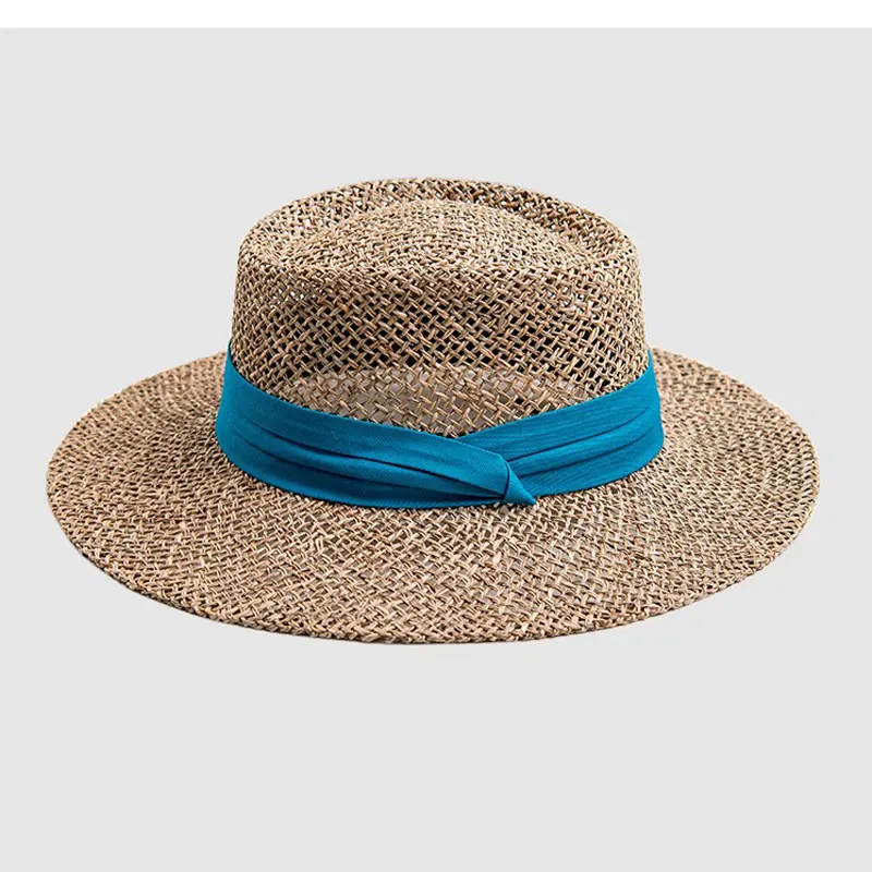 2024 New Summer Women Wide Brim Seagrass Straw Hat Fashion Lady