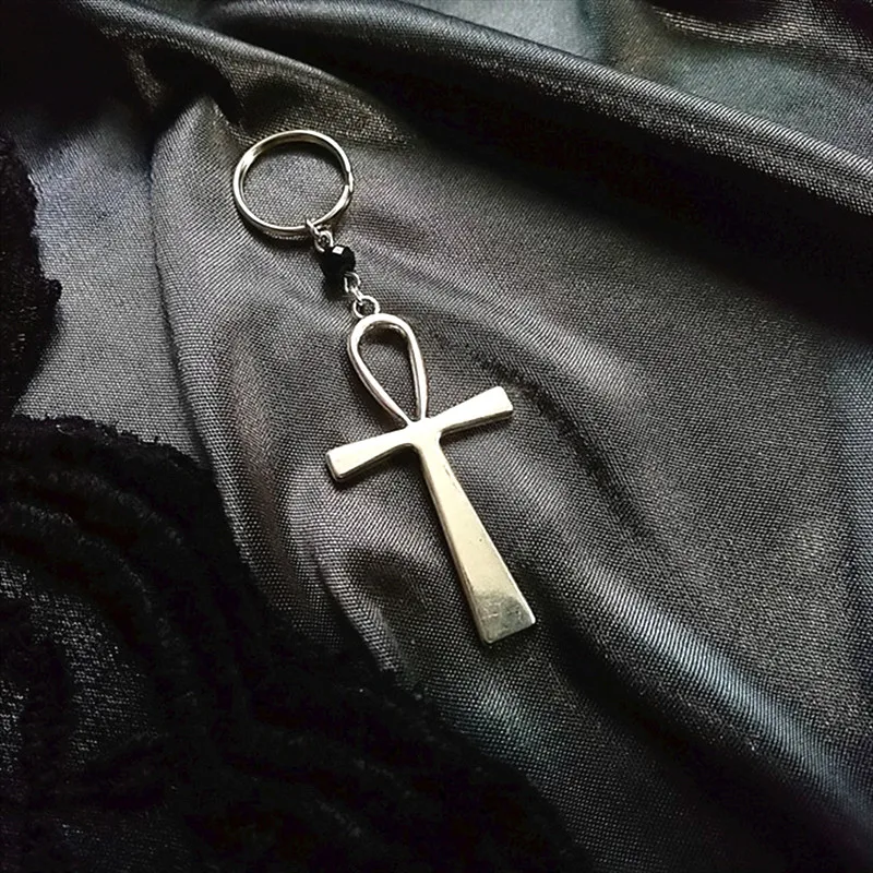 Серебряный цвет Ankh брелок Готический подарок Древний Египет Крест Модные