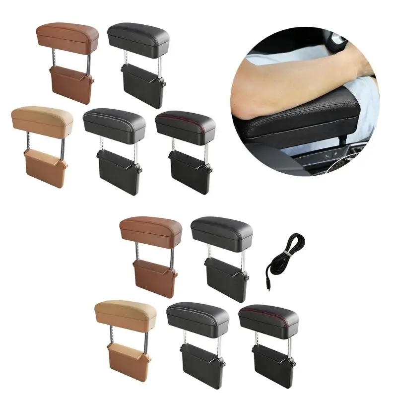 

Upgrade Car Armrest Box Storage Adjustable Car Elbow Support Case Auto Seat Organizer Wireless Charging with USB Line W91F
