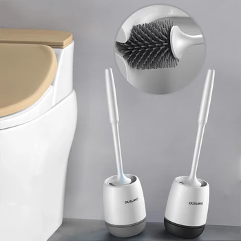 Wikhostar TPR Silikonkopf Toilettenbürste: Wandreinigungsbürste mit langem Griff - Badzubehör Set