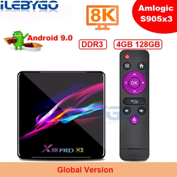 

Android 9.0 TV Box X88 PRO X3 Amlogic S905X3 Quad Core 4GB RAM 64GB ROM 5G WiFi Bluetooth 4.1 8K Smart Media Player 4GB 128GB