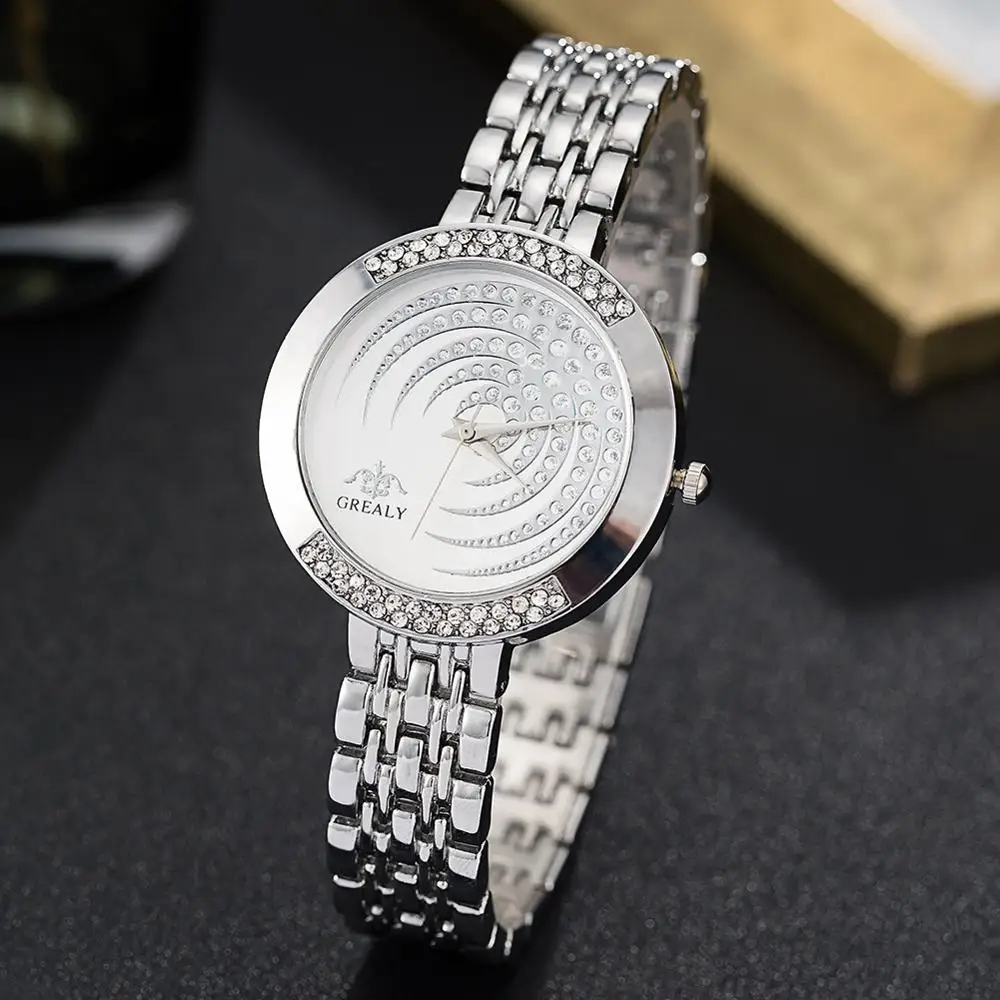 

Hot Ladies Wrist Watches Dress Gold Watch Women Rhinestone Watches Stainless Steel Silver Clock 2019 Women Montre Femme Watches