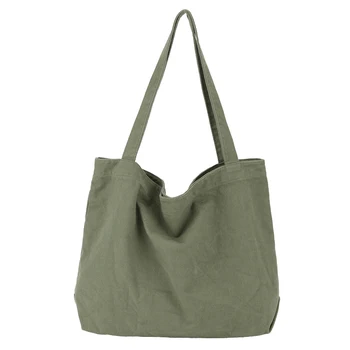 

Canvas Handbag Simple Men's Large-Capacity Cotton Tote Bag Women's Reusable Shopping Bag (Green)