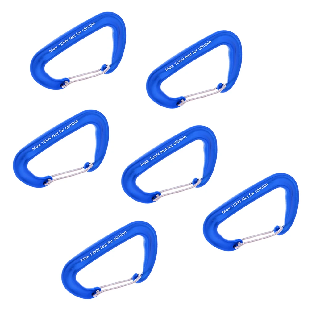 6 Pieces 12KN Aluminum Wire Gate Carabiner for Hammock Camping Hiking 12KN/ 2600lbs