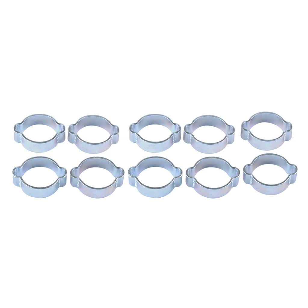 10Pcs Double Ear O Clips, Hose Clamps, Adjustable Tube Pipe Clamps