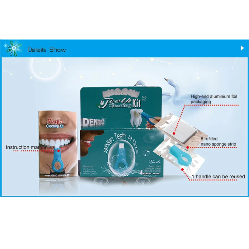 Pro Nano набор для отбеливания зубов Nano щетка для чистки зубов удалитель пятен полоски для очистки зубов для очистка полости рта