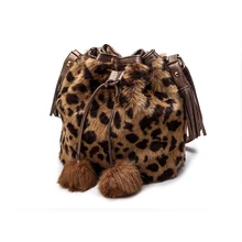 Новая женская сумка с леопардовым мехом, модная плюшевая сумка с ворсом и леопардовым узором, сумка-мешок на одно плечо, женская сумка bolsos de mujer