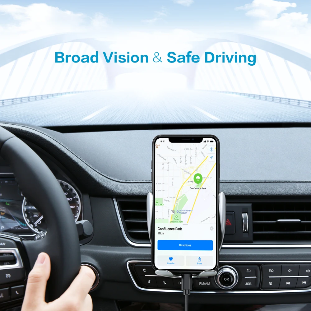  10W Wireless Car Charger S5 Automatic Clamping Fast Charging Phone Holder Mount in Car for iPhone x - 4000152822695