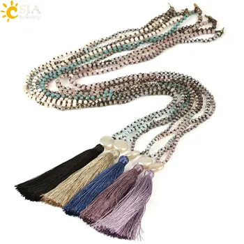 

CSJA Ethnic Long Necklace for Women 2020 Boho Tassel Fringe Femme Glass Crystal Bead Pearl Necklace Bohemian Jewelry Collar S439