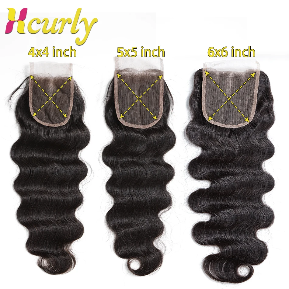 18 20 Inch 6x6 5x5 4x4 Lace Closure Only Remy 100% Human Hair Body Wave Brazilian Weaving Natural Color | Шиньоны и парики