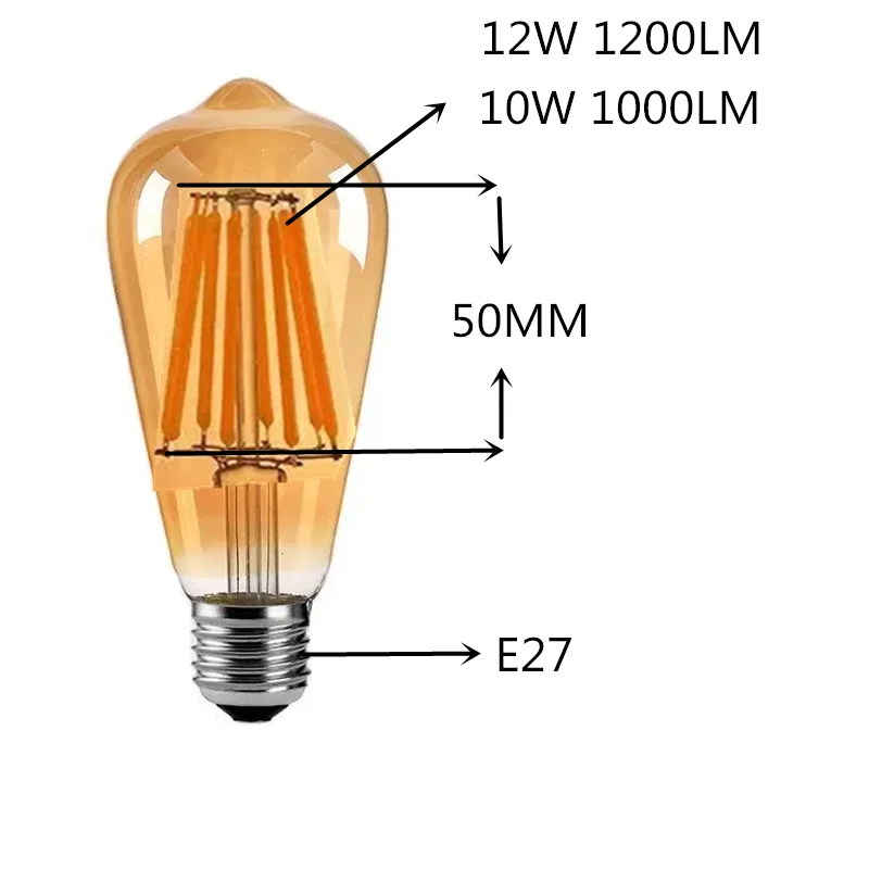 AMPOULE LED,ST64 Warm yellowE27 6W 220VOuiAmpoule LED Vintage