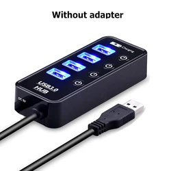 Multi-Port USB 3.0 Hub with Power Adapter for Smart Charging and Connectivity (4 port no adapter)