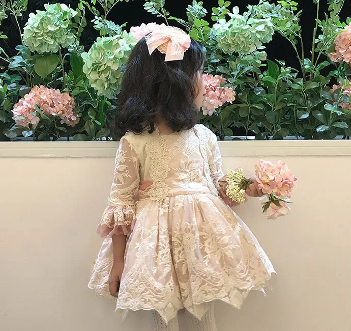 

Flower Girls Lace Dresses Wedding Spring Puffy Ball Gowns Girls Celebrations Party Dresses Birthday Gowns for Girls