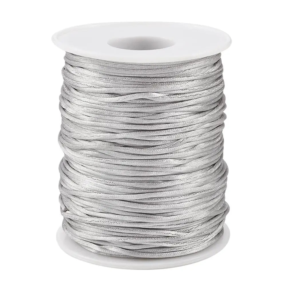 Gray 100 м/рулон 1 мм полиэфирный Шнур струнный ремешок DIY бусина фитинг браслет веревка декоративные аксессуары - Цвет: Gray