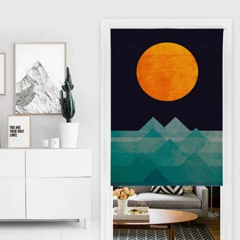 

Household Moon Design Noren Doorway Curtain Cotton And Linen Hanging Tapestry Home Decorative Curtain Abstract Design Curtain