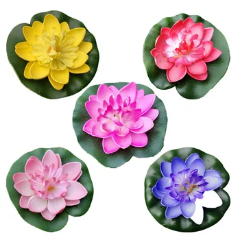 

5pcs 10cm Artificial Floating Water Lily EVA Lotus Flower Pond Decor Pond Tank Plant Ornament Home Garden Pond Decoration