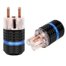 

Monosaudio E103/F103 Red Pure Copper EU Power Cable Plug Schuko Power Plug Hifi Connectors 99.998% Pure Copper Connector Plug