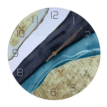 

Wall Clocks Silent Quartz Circular Glass Hanging Clock Modern Design Multi-Colored Home Decor Glass Wall Clock
