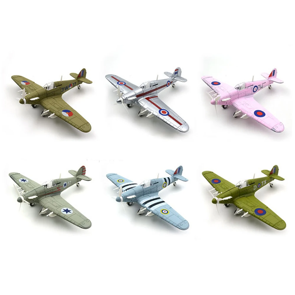 

1Pcs Random Color 1:48 scale 4d Assembled Aircraft Model Building Toys War-II Britain Hurricane Fighter military model for kids