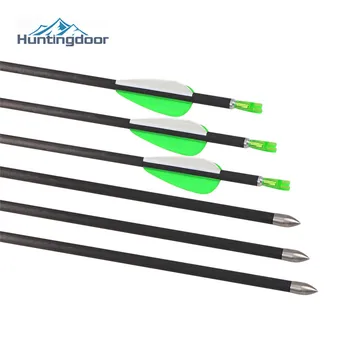 

12PCS 31'' 100% Pure Carbon Arrows 1.5'' Plastic Feather Spine600 Hunting Arrows For 20-29lbs Bow Shooting Archery Games
