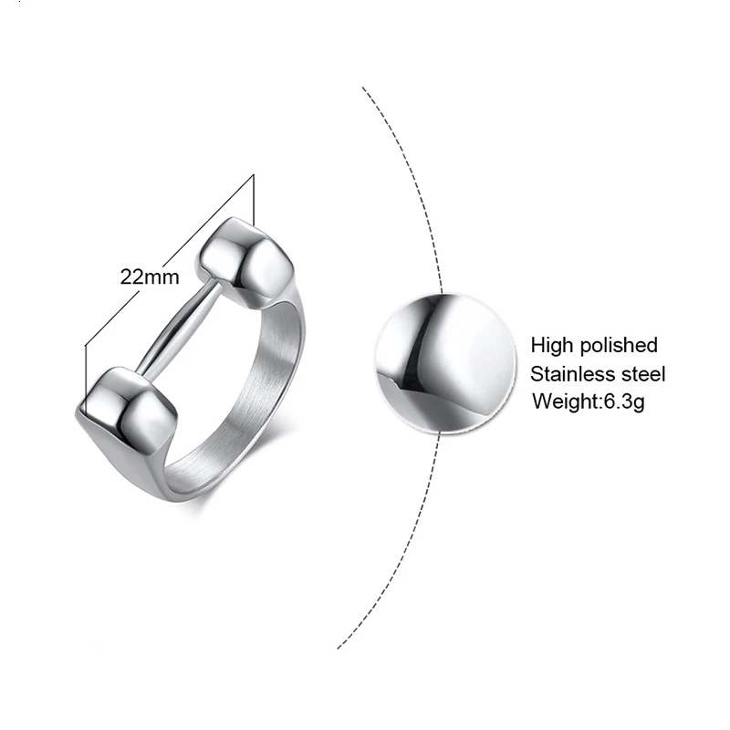 Серебряное кольцо для гантелей для мужчин из нержавеющей стали Фитнес Спорт ювелирные изделия подарок