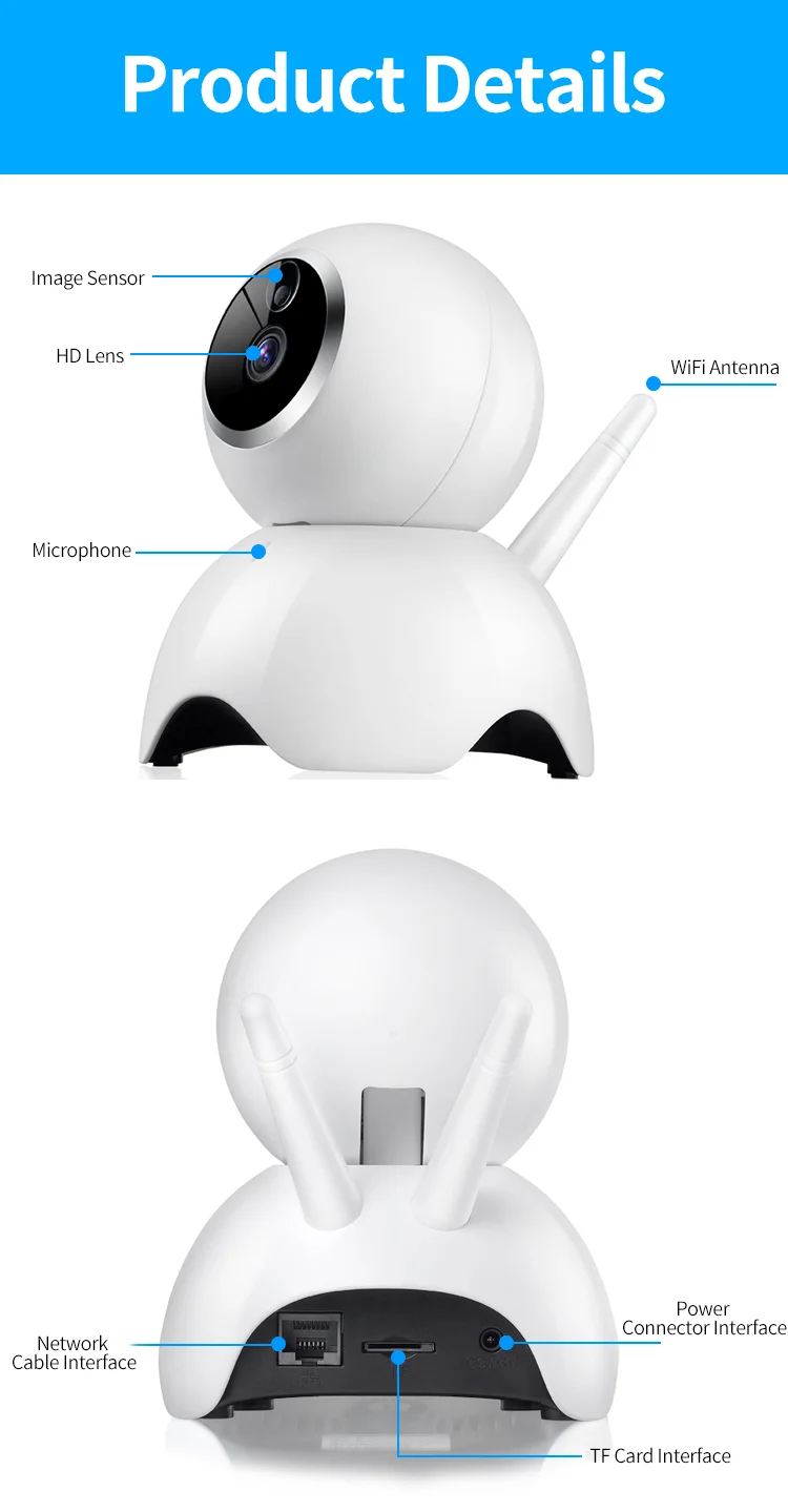 Lonsonho Wifi IP камера, умная беспроводная камера безопасности, 720P 1MP, приложение eWeLink, двухсторонний аудио детектор движения, ночное видение