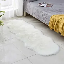 Long Plush Rugs Faux Sheepskin Fur Area Rug for Bedroom Living Room Floor Soft Carpet Bedside Anti-slip Mat Alfombra
