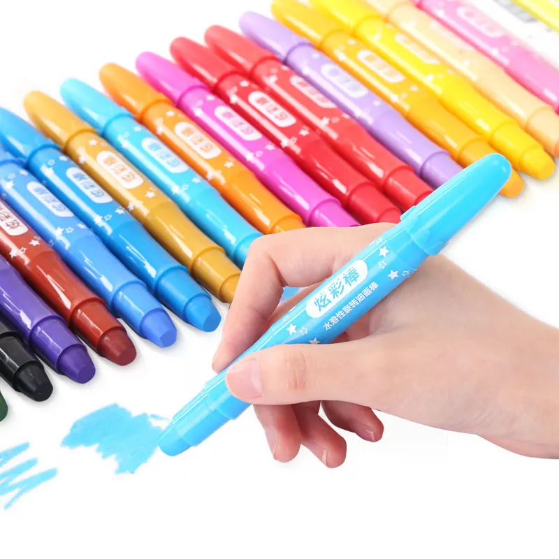 3-in-1 Water Soluble Crayon 12 Colors- Color Pencil, Wax Crayon