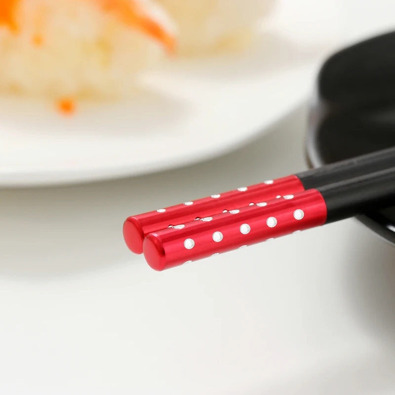 

1Pair Reusable Sushi chopsticks,Dishwasher Safe Fiberglass Alloy Non-Slip ends Diamon Inlaid Chop Sticks Gift Chinese Chopsticks
