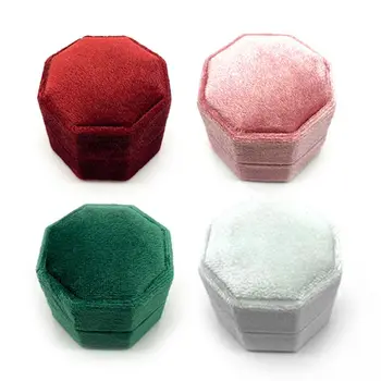 

Velvet Single Ring Box Octagon Wedding Ceremony Ring Box with Detachable Lid